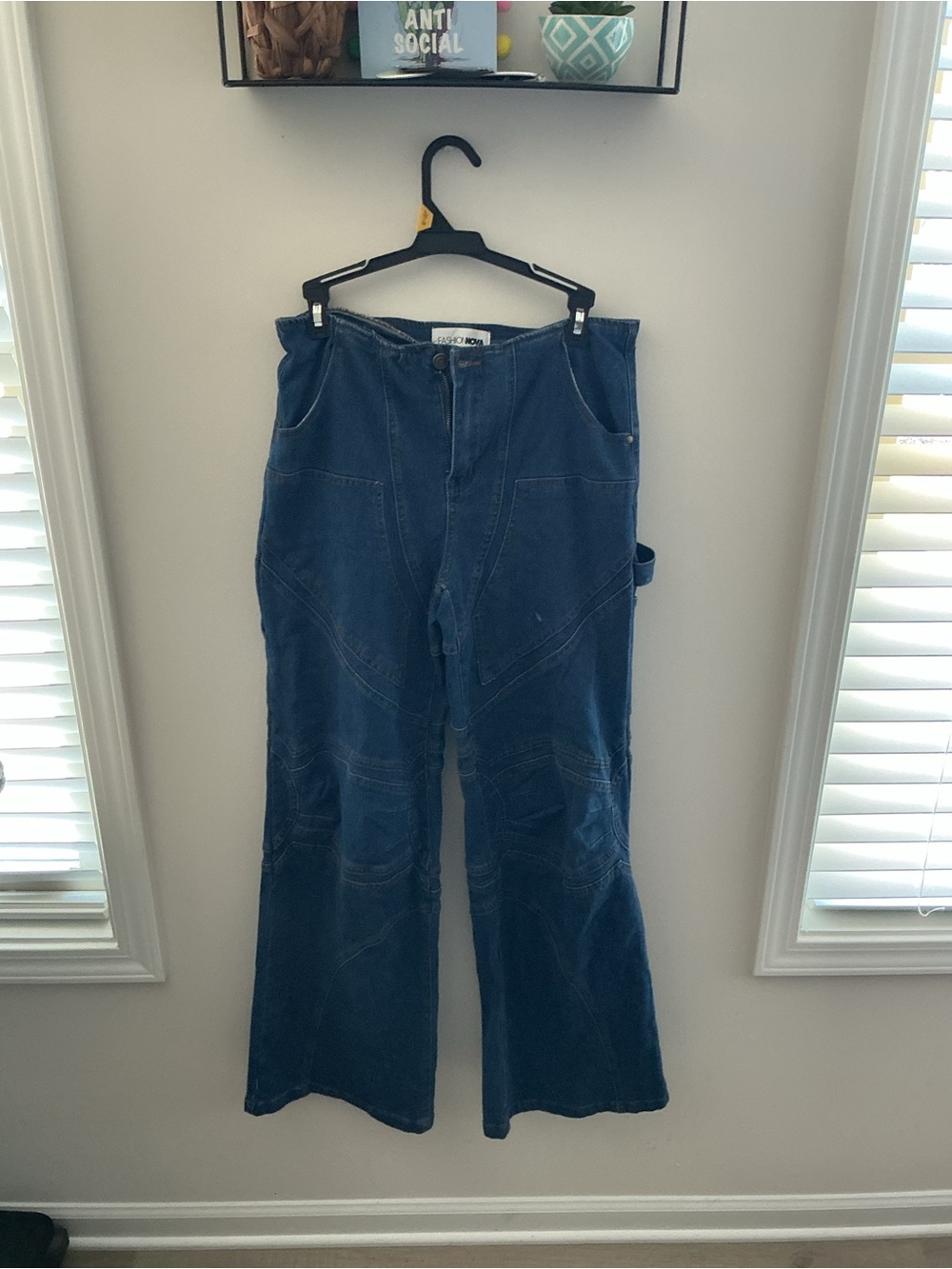 Fashion Nova Dark Blue Wide Leg Jeans